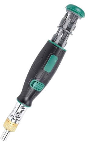 Oreilet Ratcheting Screwdriver Set, Alloy Steel Compact Multi Angle 180° Rotating Precision Screwdriver with 10 Multi Bits for Home Craft Electronics Furniture Repair