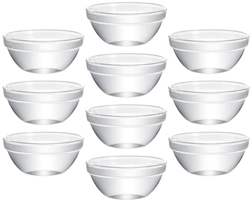 BESPORTBLE Lot de 10 Bols à Nouilles Multifonction en Verre Transparent Résistant à Haute Température Bol à Salade Créatif Pratique Petit Format Usage Familial et Restauration