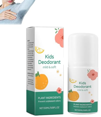 Naturlig deodorant för barn och tonåringar, roll-on deodorant mot svettning, skyddar mild deoroller mot huden, förhindrar torr hud, allergivänlig kroppdeodorant, fräsch (1 st)