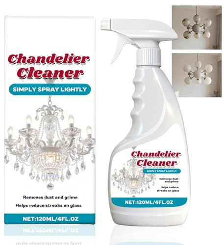 Chandelier Cleaner Drip Dry Spray,No Wipe Dust Remover for Glass,Crystal,Mirrors & Windows,Dry Cleaning Drip & Dry Formula,Effortless Multipurpose Cleaner,Streak-Free Glasses Cleaner Spray,120ml