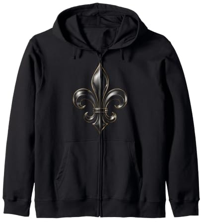 Fleur de lys Noire ornée d'emblème héraldique Sweat à Capuche