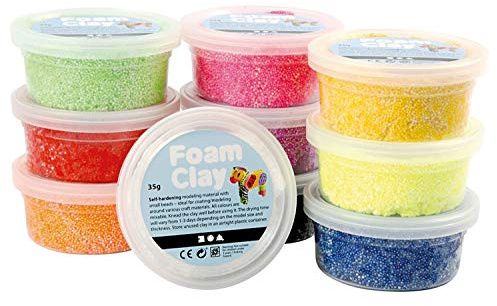 Crea artigianato in schiuma argilla 100263 Massa impastata essiccata all'aria per bambini e adulti, peso 35 g, ordinato, 10 pezzi