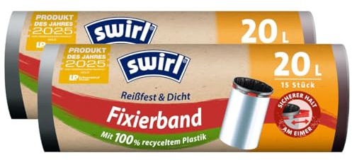 2X Swirl Fixierband Müllbeutel 20L (15 STK./Rolle)