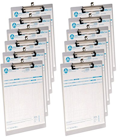 Westcott E-17001 00-I Klemmbrett aus Aluminium, DIN A4 mit Federklemme und Aufhängeöse, 12 Stück