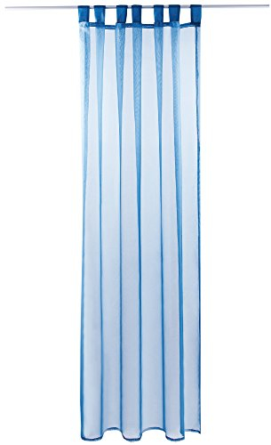 Bestlivings Gardine mit Schlaufen, Transparent Voile 140 x 245cm (Breite x Länge) in blau - Mittelblau, Schlaufenschal in vielen weiteren Farben und Größen