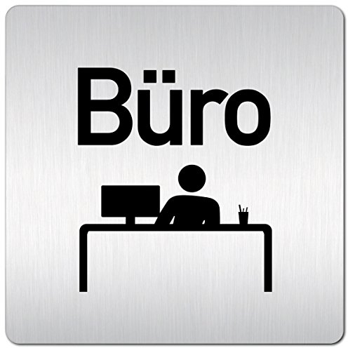 Türschilder24 XXL Schild - Türschild (B) • 125 x 125 mm • Büro/Office + Piktogramm 001 • 1,5 mm Aluminium Vollmaterial • 100% Made in Germany