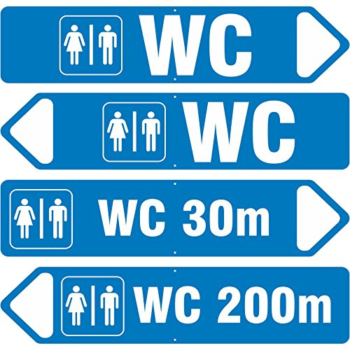 Schild WC mit Pfeil LINKS 3mm Aluverbund in Pfeilform 50 x 11 cm