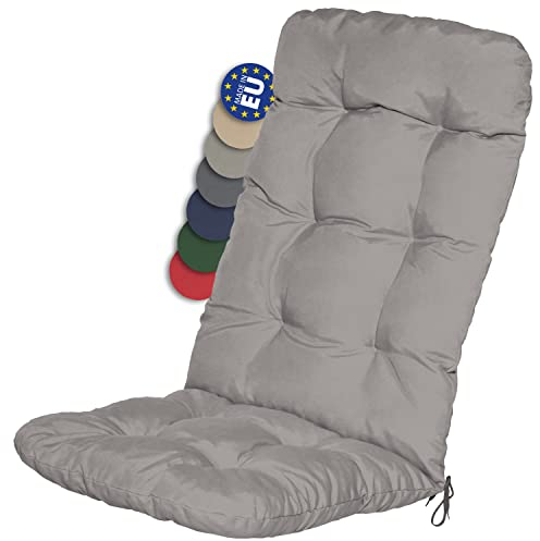 Beautissu Hochlehner Auflage 120x50x8cm - Sitzpolster für Gartenstühle Outdoor Stuhlkissen hoch – Gartenstuhlauflage für Hochlehner in Hellgrau - Flair HL