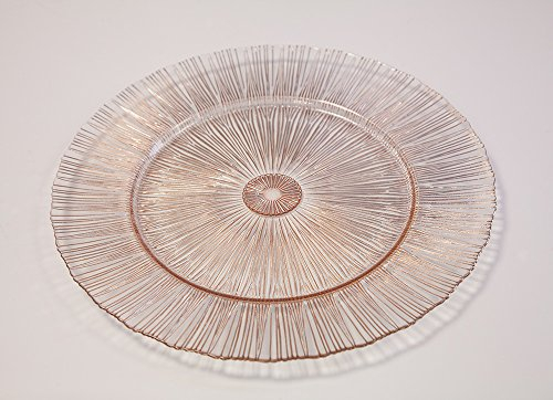 Decor Essentials Glass Charger Plate Christmas Tableware Wedding Plates Events Party Dinner (Rose Gold Sunburst)