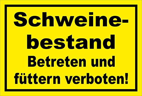 Schild - Schweine-bestand - 30x20cm | Bohrlöcher | 3mm Hartschaum – S00039-023-C - 20 Varianten