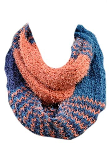 Euly Strickschal Loop Schal Rundschal Schlauchschal Halstuch Winter Schal Damen (011 Türkis-blau-orange)