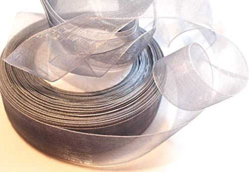 CaPiSo 45m Organza 25mm Breite 2,5cm Organzaband Schleifenband Geschenkband Dekoband Dekoration Deko Hochzeit Weihnachten (Silber, 45m)