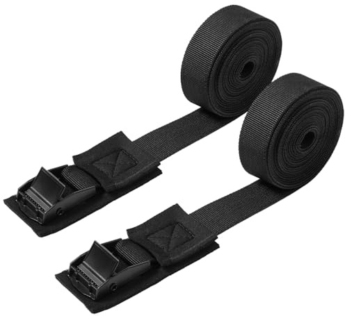 BESPORTBLE 2 Stück Spanngurte Schwarz 3m X 2.5cm, Zurrgurte Mit Klemmverschluss, Befestigungsriemen Für Kajak, GepäCk, Surfbrett Und Fahrrad Auf AutodachträGer