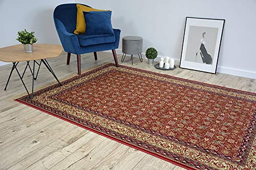 rugsx Traditioneller Teppich Windsor Orientteppich für Wohnzimmer, Schlafzimmer, mit Fransen, elegant, Rot 60x100 cm