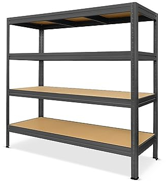 HEMMDAL Schwerlastregal Typ XXL Graphitgrau - 2.000 kg Tragkraft - HxBxT 177 x 200 x 60 cm - Steckregal mit 4 Böden - 500 kg Fachlast - Made in EU - stabiles Metallregal - Lagerregal - Werkstattregal