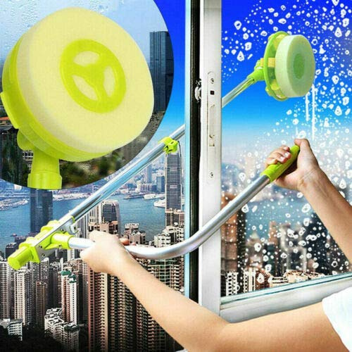 Window Cleaning Tool U Shaped Window Cleaner for External High Rise Window Washer with Telescopic Pole, Angle Adjustable Sponge Head and Squeegees