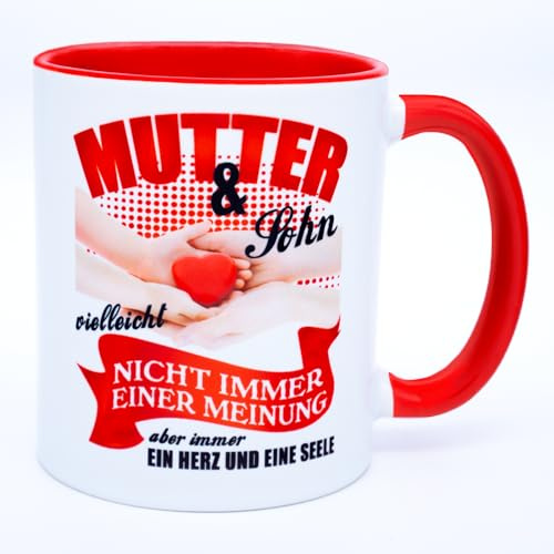 Mutter und Sohn Tasse Becher Geschenk für die beste Mama der Welt Geburtstag Geschenkidee stolze Muttertagstasse Valentinstag Muttertag Muttertagsgeschenk Geburtstagsgeschenk Keramik 330 ml