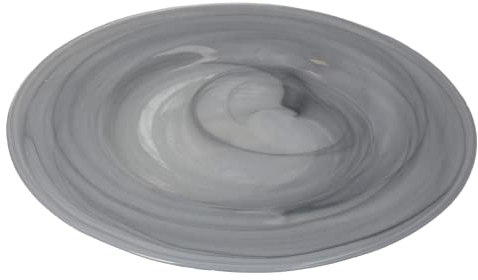 KEYHMOESTORE 6-teiliges Glas-Teller-Set, grau, Durchmesser 28 cm, ideal als Servierplatte, Vorspeisen, Gemüse