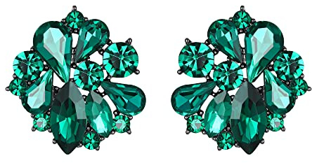 EVER FAITH Blume Ohrstecker für Damen Mädchen Klar Strass Kristall Blumen Ohrringe Grün Schwarz-ton