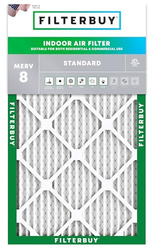 Filterbuy 13x21.5x1 Air Filter MERV 8 Dust Defense (1-Pack), Pleated HVAC AC Furnace Air Filters Replacement (Actual Size: 12.88 x 21.50 x 0.75 Inches)