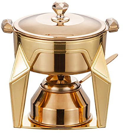 Spirituskocher Für Innenraum Mit Topf Campingkocher Mini Camping Alkoholkocher Spiritusbrenner Kochtopf-Set Campingkocher Spiritus Kocher Für Hot Pot Grillen Picknick,Gold