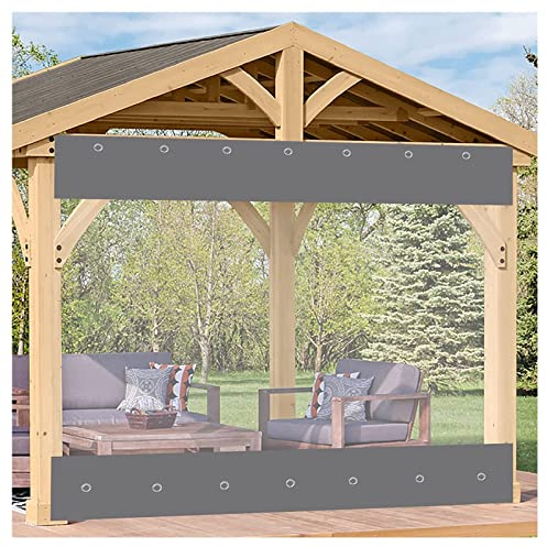 STRMAX Abdeckplane Holz,Pergola-Seitenvorhänge Transparent Wasserdicht Mit Reißverschlusstür 0,5 Mm Klare Plane for Pavillon, Veranda, Terrasse (Color : Clear, Size : 2.2x5m)