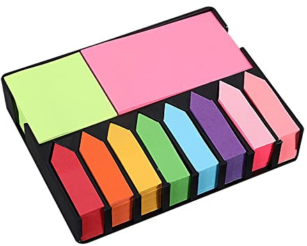 Selbstklebende Haftnotizen, 2000 Stück bunt Klebezettel, Haftmarker schmal Haftstreifen Papier pastell Mit Desk Organizer, Page Marker Sticky Notes Set für Büro, Schule oder Arbeit, Packung von 1