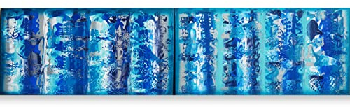 Blau Abstract A619 - Lange Acrylbilder - modernes Design - Abstrakte blaue Gemälde - original handgemalte Leinwand Bilder - Diptychon Malerei von Ksavera