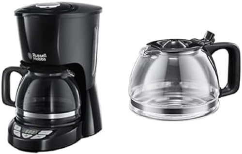 Russell Hobbs Kaffeemaschine [Digitaler Timer, Brausekopf für optimale Extraktion&Aroma] Textures+ (Warmhalteplatte, Tropf-Stopp) 22620-56 + Ersatzglaskanne [Kaffeemaschine Textures+ 22620-56] 261090