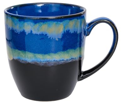 500 ml einzigartige Kaffeetasse aus Keramik, handgefertigte große Teetasse mit Ofenwechselglasur für Büro und Zuhause, Kaffeetassen für Tee, heiße Schokolade und mehr (Blau)
