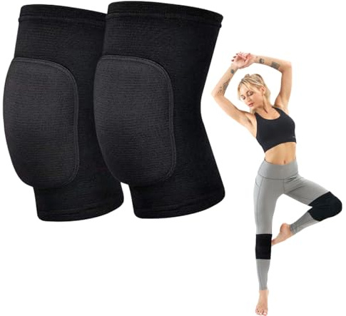 MHDUYEG Knieschoner Volleyball 1 Paar Knieschoner Tanzen Knieschoner Handball Knieschoner Volleyball Damen Nti-Kollision Weiches Verdickung Schwamm Knieschoner für Yoga Sport Laufen (Schwarz)