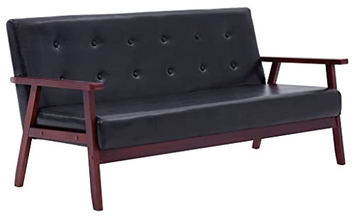 QZZCED Kunden-Sofa Schlafzimmersofa Büro-Sofa 3-Sitzer-Sofa Schwarz Kunstleder für Wohnzimmer, Schlafzimmer, Büro