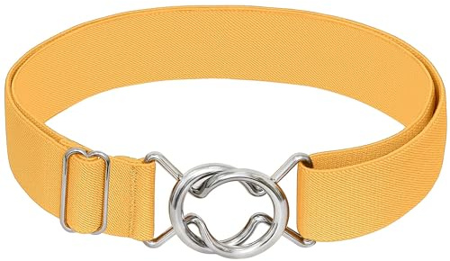Falari Damen-Stretch-Gürtel, verstellbar, Metallschnalle, für alle Anlässe, 1 Gürtel – Senfgelb, Einheitsgröße