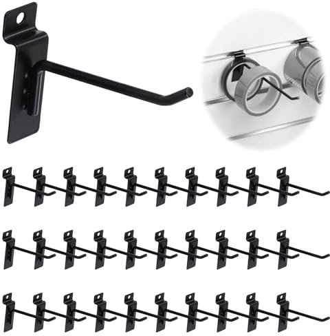 Yauhar Lot de 30 crochets en métal pour panneau à lattes de 10 cm, crochets robustes à suspendre au mur, panneau perforé pour plaque perforée, garage, magasin, vente au détail (fil de diamètre 5,6 mm)