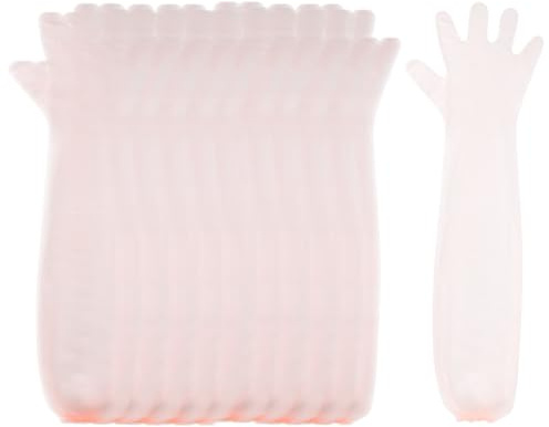 Faxianther Lot de 50 Gants Jetables Vétérinaires Gants Longs en PE Haute Elasticité Gants d’insémination Artificielle Extra Longs Protection Bras et Epaules 90 cm 120 cm