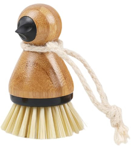 KOMBIUDA Small Vegetable Brush Brush to Clean Mushrooms Fruit and Vegetable Kitchen Cleaning Scrubber Bamboo Handle