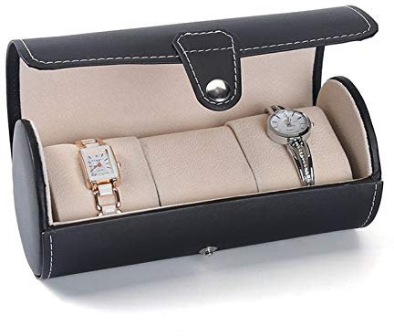 GSZCCZS Uhrenbox für Herren, PU-Leder, tragbare Uhrenbox, Anzeige und Aufbewahrung für Uhren und Armbänder, 3 Fächer, Herren-Uhrengehäuse, Schmuckkästchen, Uhren-Display-Organizer-Box