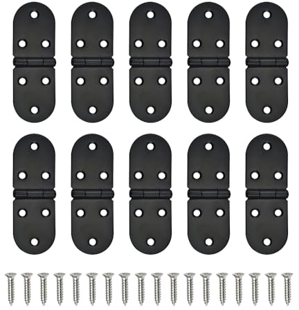 ONEBO 10 Stück Scharniere mit 60 Stück Scharnierschrauben – Türscharniere, Klappscharnier, für Fenster, Klapptische, Schränke, Küchen und Kleiderschranktüren (Schwarz)
