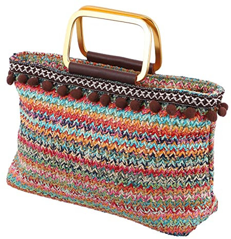 COSMEVIVI Strohgewebte Tasche Mit Großem Fassungsvermögen Modische Handtasche Für Unterwegs Vielseitig Verwendbare Aufbewahrungstasche Für Reisen Und Täglichen Gebrauch