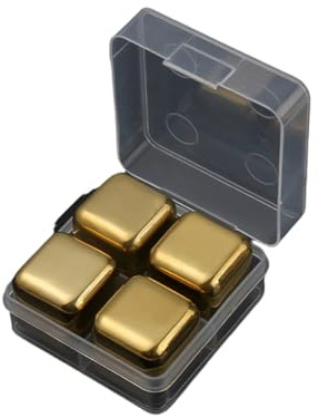 4 piezas de hielo cubitos whisky piedras reutilizables de acero inoxidable de acero inoxidable cubitos whisky se relajan para beber bolas de whisky de metal ideal para bourbon escocés