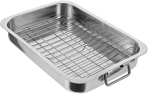 PRETYZOOM Teglia da Forno Teglie per Forno Teglia Multiuso in Acciaio Inossidabile per Torte e Dessert Facile da Pulire e Sicura per Alimenti