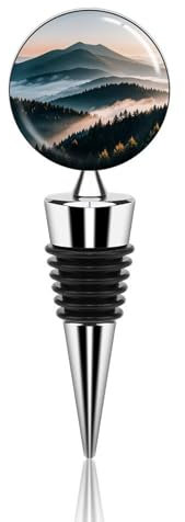 Natural Mist Mountain Tree Bottle Stopper Beverage Bottle Sealer Reusable Wine Stopper Personalised Champagne Stopper Unique Wine Bottle Corks Keep Fresh Suitable for Standard