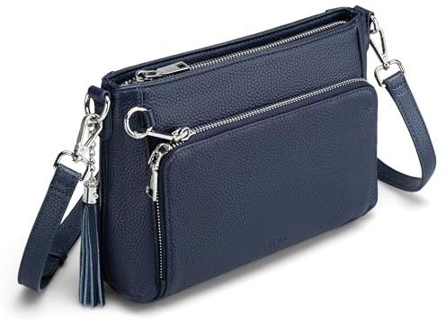 befen Echtleder Umhängetasche Damen mit Anti Diebstahl, Leder Handtasche