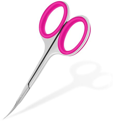 CGBE Forbicine per Cuticole Professionale in Acciaio Inossidabile 420, Forbici per Cuticole con Punta Curva, Lama Extra Affilata e Sottile, Manico in Silicone, Rosa