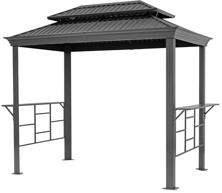 TOOLPORT BBQ Grillpavillon 2,8x1,8 m mit Stahldach Wasserdicht UV-beständig inkl. 2 praktischen Seitenablagen anthrazit