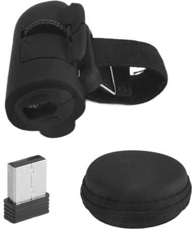 Pqahffowr Mini ratón sin 2,4 G con anillo de dedo, ratón de viaje óptico portátil ergonómico (Negro)