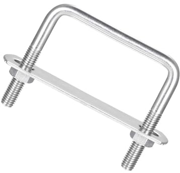 Unifizz Perno cuadrado en U, juego de 3 pernos en U de acero inoxidable 304 M8 de 65 mm de ancho interior de 65 mm de longitud con tuercas y placa de marco para automóviles, barcos, remolques