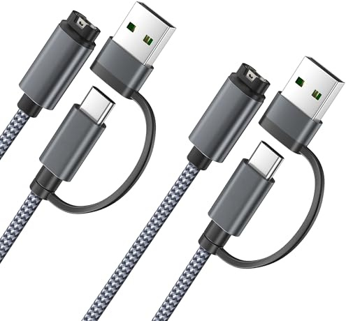Itramax 2-in-1 USB-C Charging Cable for Garmin Watch USB Connect 4FT 2Pack | Type C Charger Cord for Fenix 8 7 7X 7S Sapphire Solar 6 6X 6S 5X 5S 5,Forerunner 970 955 570 255 70 45,Instinct E 3 2 2S 2X