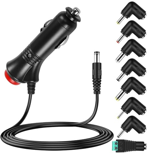 12V 3A 36W KFZ Ladegerät DC Netzteil Adapter 5,5x2,1mm Universal Netzkabel Zigarettenanzünder mit 8 Tips für DVD Player GPS Tablet Kamera Tablet, Lautsprecher, Etikettendrucker, LED Lichtleisten
