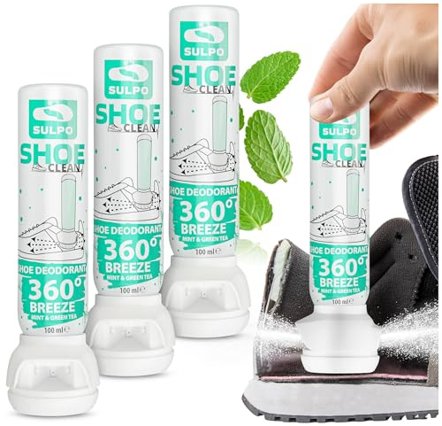 SULPO Schuhdeo Spray - Schuh für alle Schuhtypen, Reduziert Schweiß, Schuh Deo Spray Geruchsstop 3 x 100 ml